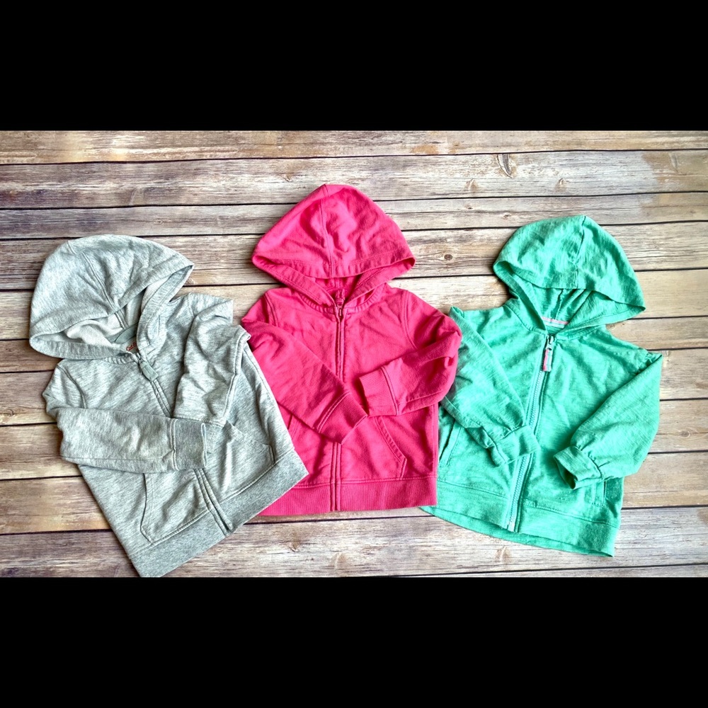 Lightweight zip up hoodies. Size 18 months